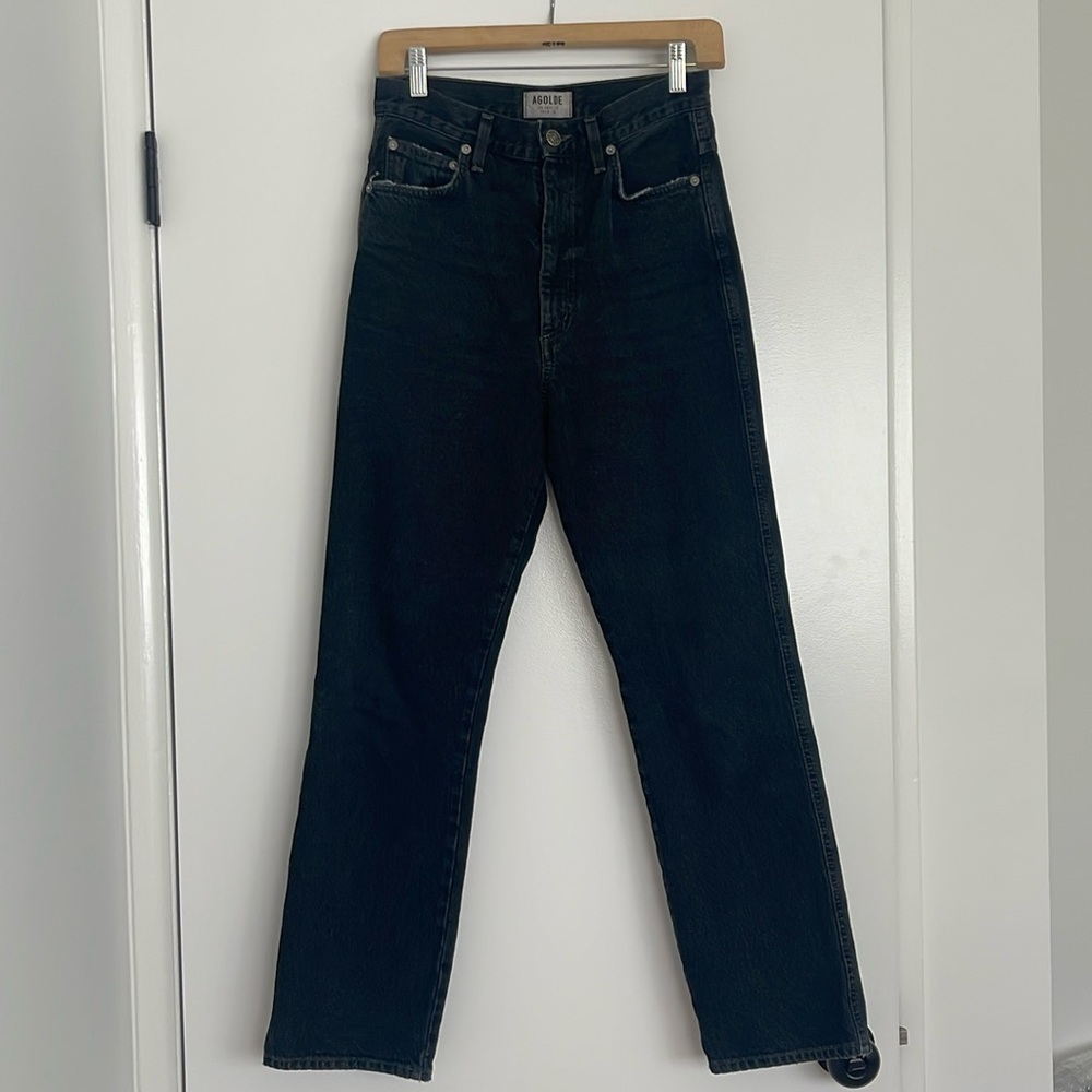 Agolde Pinch Waist High Rise Kick in Pepper washed black 25 26